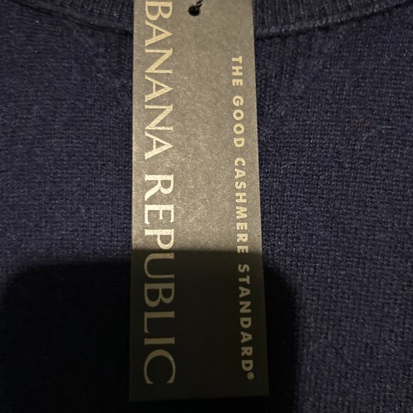 Banana Republic Men Navy Luxurious CASHMERE Crew Neck Sweater Sz L $168 - Picture 3 of 4